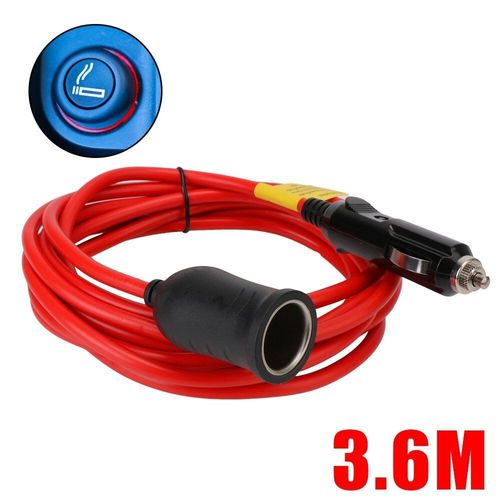 Câble De Chargeur Automatique Avec Fusible 15a Prise 12v 24v 3.6 M Rallonge D'allume-Cigare De Voiture Prise Femelle