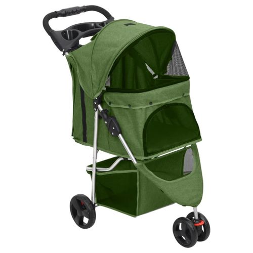 Vidaxl Poussette Pour Chien Pliante Vert 80x46x98 Cm Tissu Oxford
