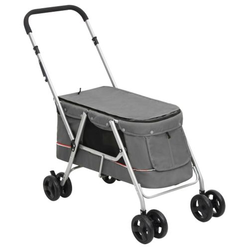 Vidaxl Poussette Pour Chien Pliante Gris 100x49x96 Cm Tissu De Lin