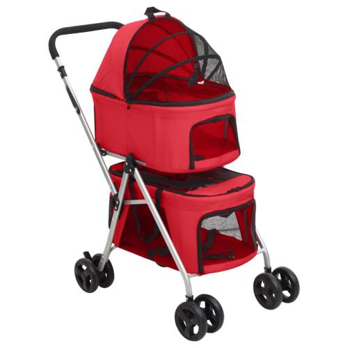 Vidaxl Poussette Pour Chien Pliante À 2 Niveaux Rouge 83x48x97 Cm