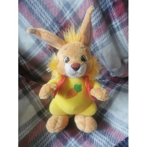 Peluche Lapin Onesime Famille Passiflore Jaune Orange Rouge Carotte Brodée Rouge Bandai