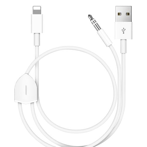 Câble Audio L-ightning vers auxiliaire Voiture pour i-Phone, Câble audio de charge 2-en-1 USB et câble Aux Jack 3,5 mm, Compatible avec i-Phone 14/14 Pro/14Pro Max/13/13 Pro/12/11/Xs/XR/X/8/7