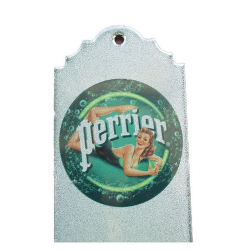 Thermometre En Email Veritable Perrier Pin Up Vert 30x6.5cm Tole Emaillée