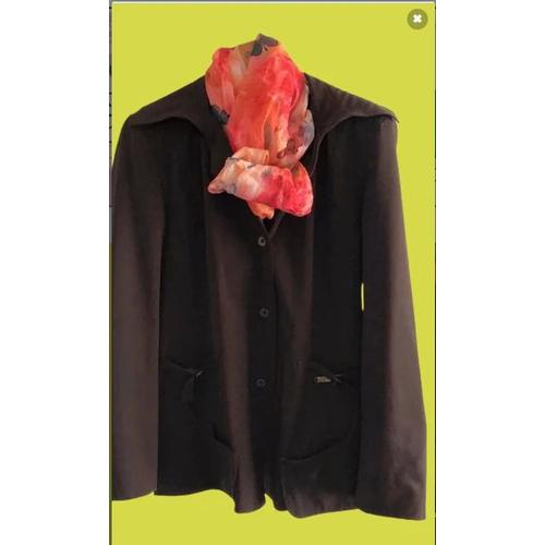 Rare! Une Pépite : Veste Multiples 44 Xxl État Neuf Ultra Raffinée + Foulard Offert