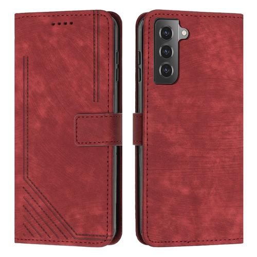 Coque Pour Samsung Galaxy S22,Etui De Samsung Galaxy S22 Premium En Cuir Pochette Protection,Étui Pour Samsung Galaxy S22 Portefeuille Rabat Clapet Case,Rouge