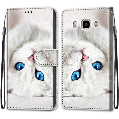 Coque Pour Samsung Galaxy J7 2016, Premium Étui Housse En Cuir De Protection Avec Emplacements Cartes Fonction De Support Magnetique , Housse Etui Coque Pour Samsung J7 2016 Chat 5