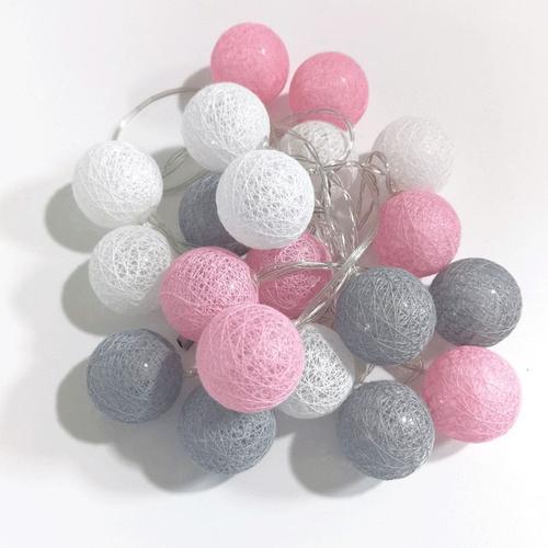 Balles De 6 Cm - 1.5 M 10-Battery - Style D-Rose - Guirlande Lumineuse À Led En Boule De Coton Alimentée Par Féerique Lampe'extérieur Pour Noël Fête De Mariage Décoration De Salle