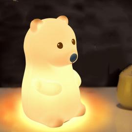 Veilleuse pour enfants, veilleuse ours polaire avec batterie, lampe de  table 7 couleurs, décoration de chambre, rechargeable par USB, jolis  cadeaux multicolores LED