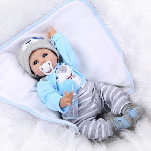 Poursuivre Bleu Yeux Bebe Reborn Silicone Reborn Bébé Poupées Jouets Éducatifs Pour Enfants Filles Garçons Silicone Bébés Reborn Pou Mkk31
