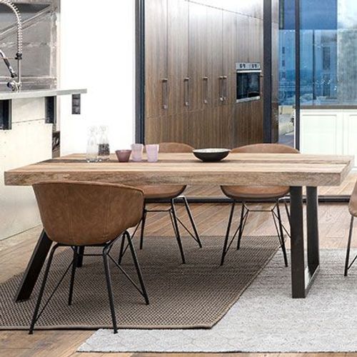 Table À Manger 200x100x77 Cm En Bois Naturel Et Noir - Hayam
