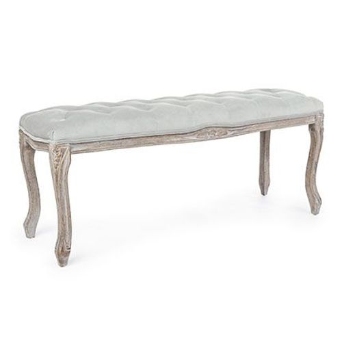 Banc Capitonné 110x36x47 Cm Effet Velours Gris Clair - Medila