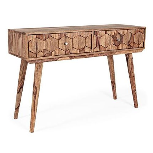 Console 2 Tiroirs 113x40x77 Cm En Bois De Sheesham - Saïko