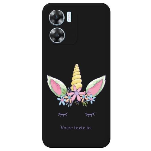 Coque Noir Oppo A57 4g Et A57s Licorne Floral Personnalisee