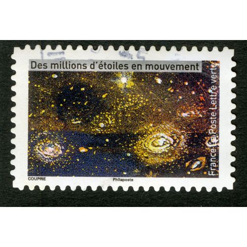 Timbre Oblitéré Des Millions D'étoiles En Mouvement, Couprie, France, La Poste, Lettre Verte
