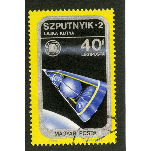 Timbre Oblitéré Magyar Posta, Szputnyik - 2, Lajka Kutya, 40 F, Légiposta,