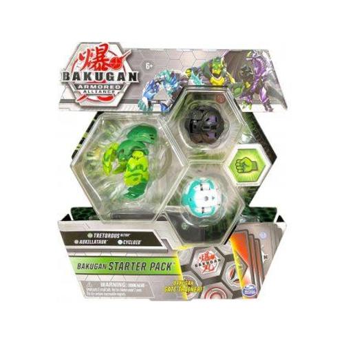 Coffret Bakugan Pack Armored Alliance Tretorous - Cycloid - Auxillataur - Set 3 Boules ( Verte Blanche Noire ) + 1 Carte Tigre