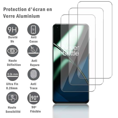 3 Films Protection D'écran En Verre D'aluminium Super Résistant 9h Pour Oneplus 11 6.7", Définition Hd, Anti-Rayures, Anti-Empreintes Digitales