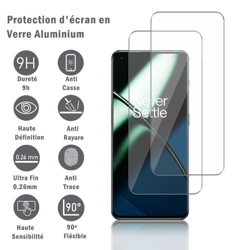 2 Films Protection D'écran En Verre D'aluminium Super Résistant 9h Pour Oneplus 11 6.7", Définition Hd, Anti-Rayures, Anti-Empreintes Digitales
