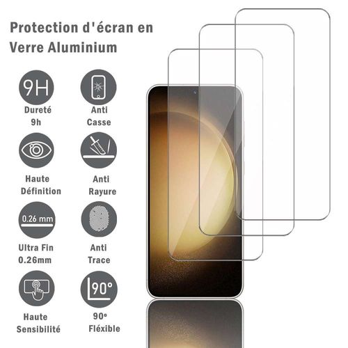 3 Films Protection D'écran En Verre D'aluminium Super Résistant 9h Pour Samsung Galaxy S23+ Plus 6.6", Définition Hd, Anti-Rayures, Anti-Empreintes Digitales