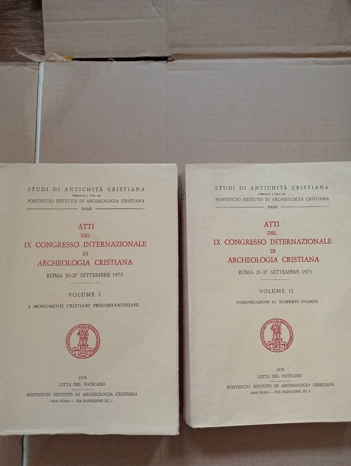 Atti Del Ix Congresso Internazionale Di Archeologia Cristiana. T1. Monumenti Cristiani Precostantiniani . T2 Comunicazioni Su Scoperte Inédite. Roma 21- 27 Septembre 1978