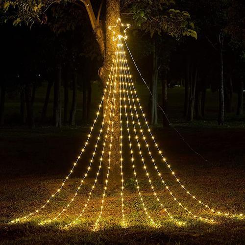 Guirxiete Lumineuse en Forme d'Etoile pour Decoration de Sapin de Noel, Rideau  Lumineux a Flux d'Eau, 9x2m, 190 LED