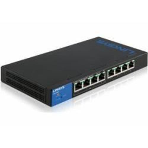 Linksys LGS308P Géré Gigabit Ethernet (10/100/1000) Noir, Bleu Connexion Et