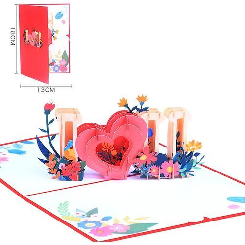 Carte De Voeux Saint Valentin Impression Couleur 3d Carte De Bénédiction D'amour À Trois Frontières Sculpture Sur Papier Carte Iloveyou Carte Naissance (A, One Size)