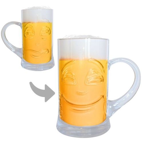 Chope De Bière Double Expression Visage Avant Et Après Une Bière