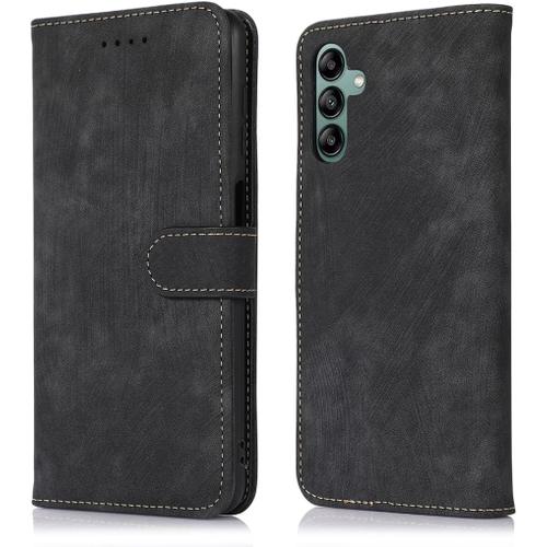 Coque Samsung Galaxy A04s / A13 5g Etui Cuir Pu Portefeuille Housse Fentes Cartes Antichoc Tpu Avec Fermeture Magnétique Und Flip Béquille Pour Samsung Galaxy A04s / A13 5g - Noir