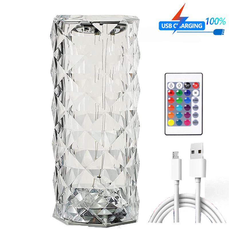 Lampe de Table en Diamant RVB, USB, Capteur Tactile Acrylique