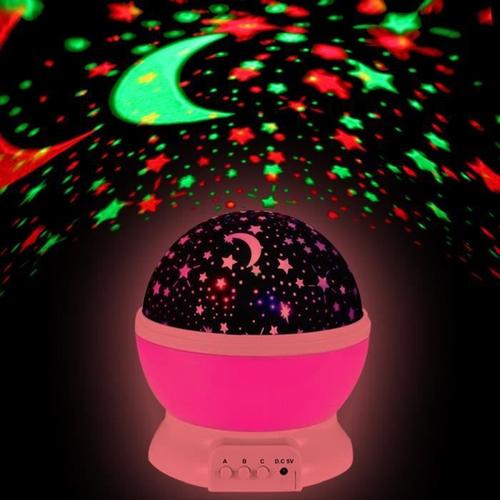 Veilleuse Projecteur Ciel Etoiles Lampe Chevet Bébé Enfant Cadeau Usb Décoration Rose