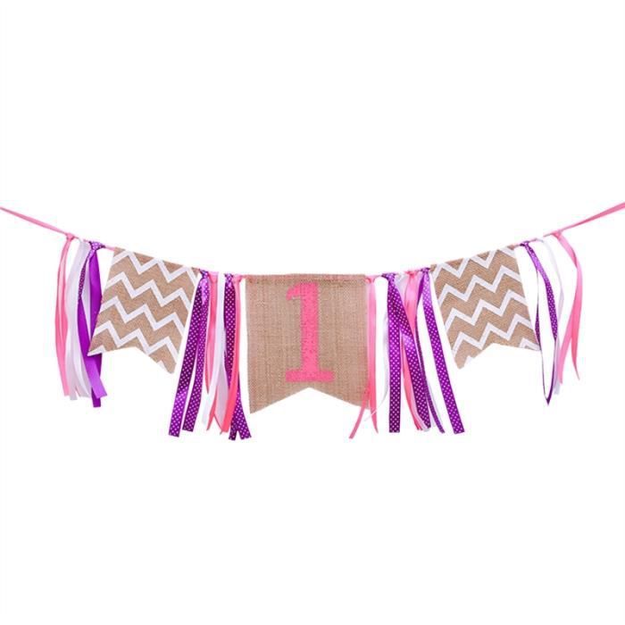 gland guirlande anniversaire baby shower party bunting bannière décoration suspendue (rose)