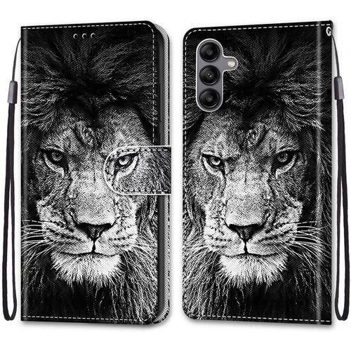 Coque Pour Samsung Galaxy A04s / A13 5g, Etui En Cuir Pu Portefeuille Housse Coque Avec 360 Degrés Silicone Protection Cover Cuir Pochette Magnétique Und Flip Béquille Lion