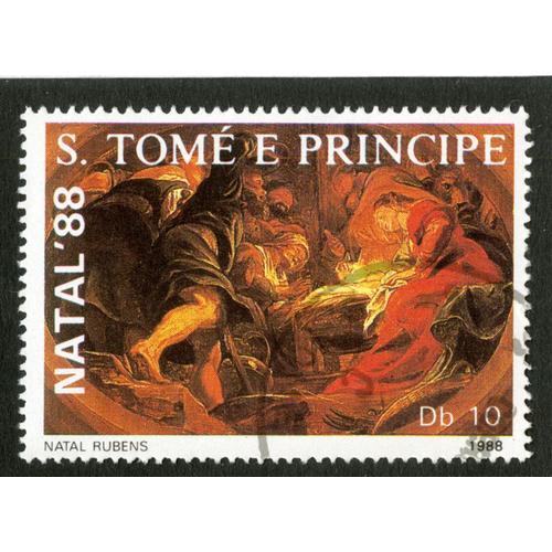 Timbre Oblitéré S.Tomé E Principe, Natal 88, Natal Rubens, Db 10, 1988