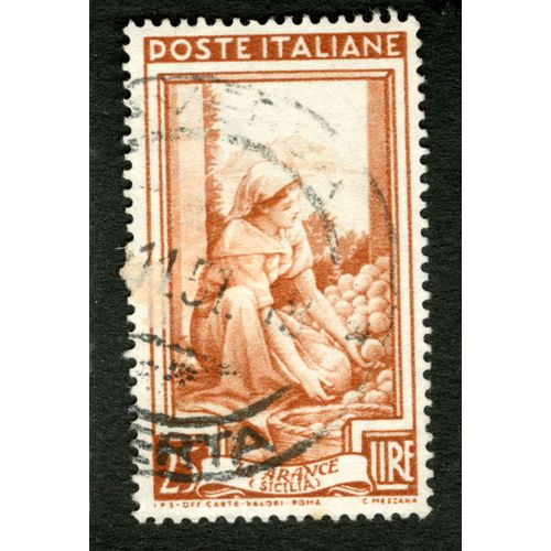 Timbre Oblitéré Poste Italiane, Le Arance, Sicilia, 25 Lire