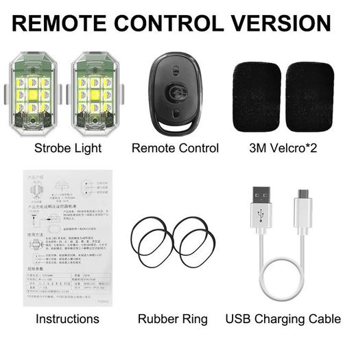 Lampe stroboscopique a LED avec telecommande sans fil, 7 couleurs, pour  voiture, moto, velo, importateur RC, indicateur de position flash