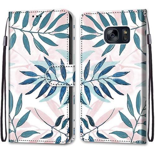 Coque Pour Samsung Galaxy S7, Etui En Cuir Pu Portefeuille Housse Coque Avec 360 Degrés Silicone Antichoc Protection Cover Cuir Pochette Magnétique Und Flip Béquille Conifère