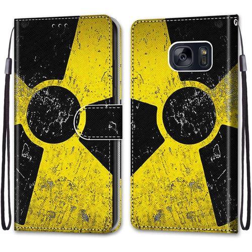 Coque Pour Samsung Galaxy S7, Etui En Cuir Pu Portefeuille Housse Coque Avec 360 Degrés Silicone Antichoc Protection Cover Cuir Pochette Magnétique Und Flip Béquille Moulin À Vent