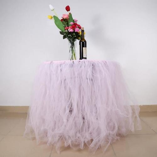 belle jupe de table en tulle pour anniversaire mariage baby shower decoration (rose)