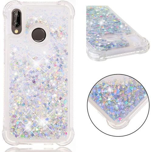 Coque En Silicone Pour Huawei P20 Lite, Étui Liquide Paillette Transparente Brillante Cristal Liquide Coque Glitter Souple Silicone Quicksand Antichoc Cristal Cover Pour Huawei P20 Lite/Nova 3e