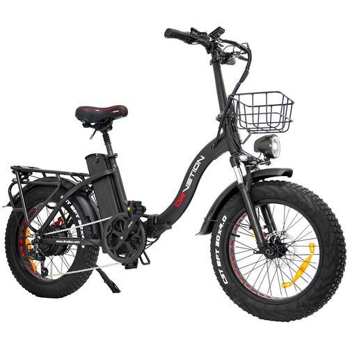 Vélo Électrique-Drvetion Ct20-Foldable-Moteur 750w-Batterie 48v 15ah-Autonomie 70km-Pneus 20*4.0", Frein À Disque, Noir