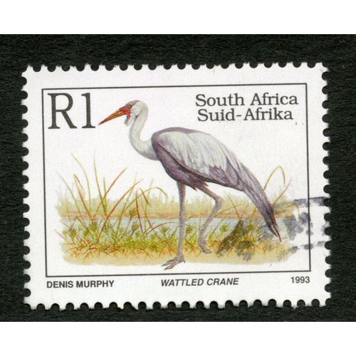 Timbre Oblitéré South Africa, Suid-Afrika, Wattled Crane, 1993, Denis Murphy, R 1