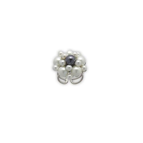 Bague Ajustable Fleur En Perles Blanches - Blue Pearls Nub 3405 E Ajustable
