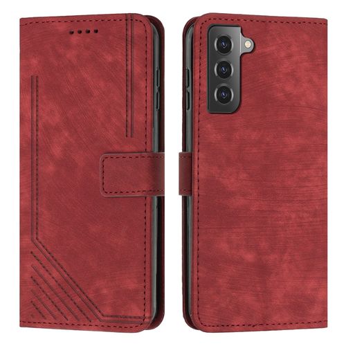 Coque Pour Samsung Galaxy S21 Plus,Etui De Samsung Galaxy S21+ Premium En Cuir Pochette Protection,Étui Pour Samsung Galaxy S21 Plus Portefeuille Rabat Clapet Case,Rouge