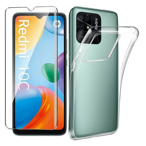 Coque Pour Xiaomi Redmi 10c / Poco C40 - Housse Etui Silicone Gel Fine + Verre Trempe - Transparent Tpu
