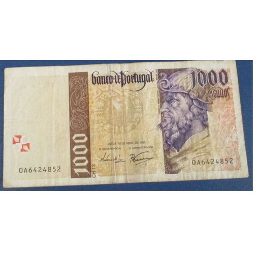 Billet De 1000 Escudos Du Portugal - Date De Sortie 18/4/1996