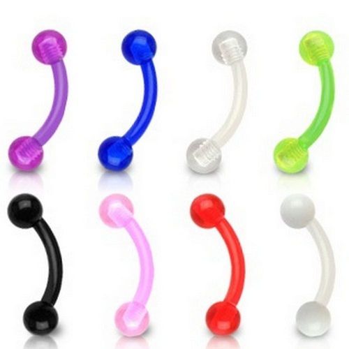 Lot 8 Piercings Florent Arcade Barre Acrylique Flexible Bioflex Sourcil Oreille Cartilage Tragus Helix Barbell Lovepiercing