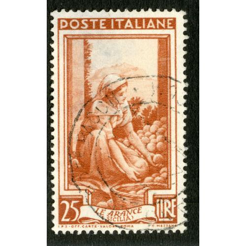 Timbre Oblitéré Poste Italiane, Le Arance, Sicilia, 25 Lire