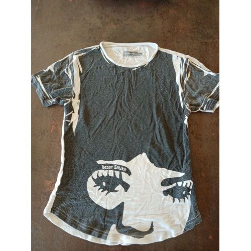 T Shirt Mc Blanc Gris Fille Taille 2 Teddy Smith Très Bon État