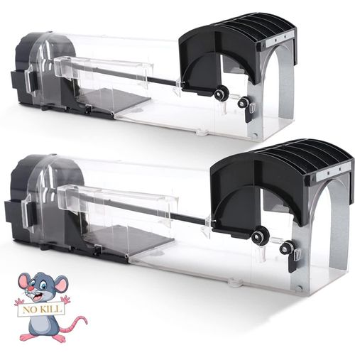 Lot De 2 Pièges À Souris Noirs Sans Cruauté ? Pièges À Souris Sans Danger Pour Les Animaux Domestiques Et Les Enfants, Attraper Et Relâcher Les Animaux, Les Rongeurs Et Les Tamias, Intérieur/Extérieur